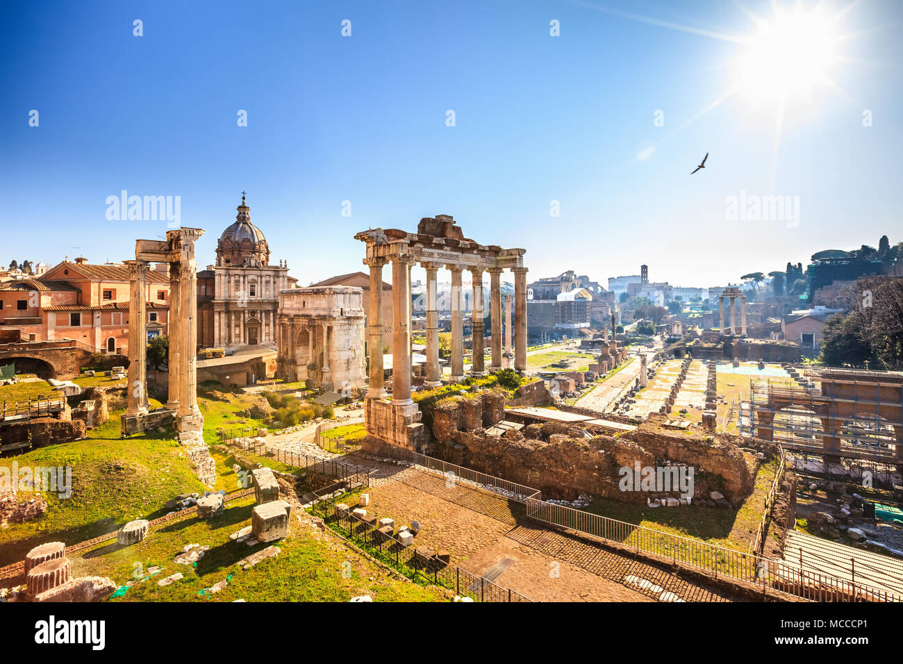 Römische Ruinen in Rom, Forum Stockfoto