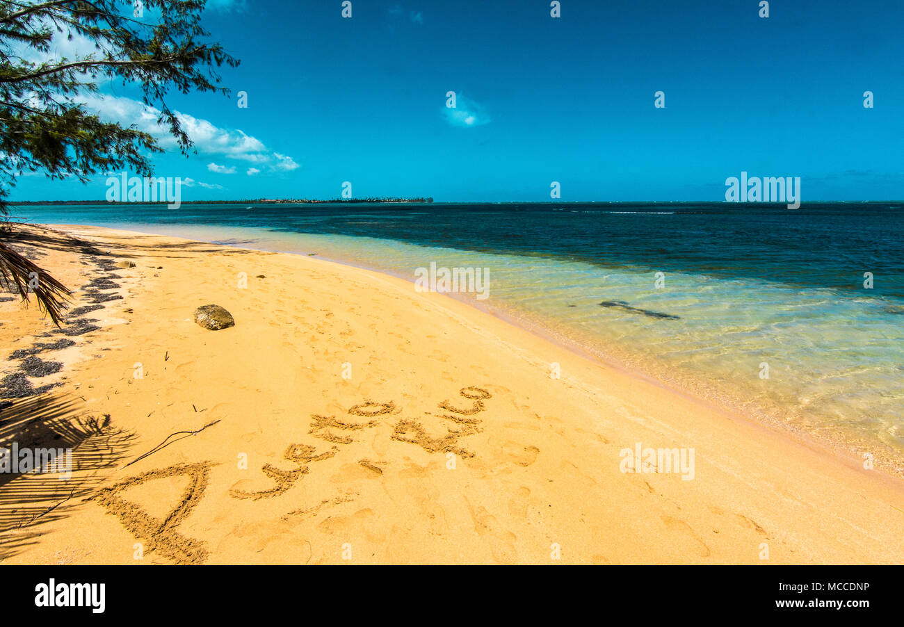 Flache Wasser, Strand in Rio Grande, Puerto Rico. Stockfoto