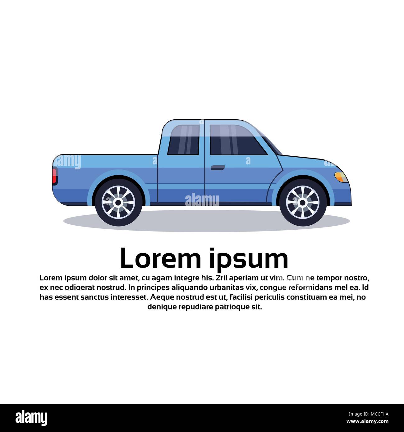 Pickup Truck Blau Fahrzeug isoliert auf weißem Hintergrund mit Kopie Raum Stock Vektor