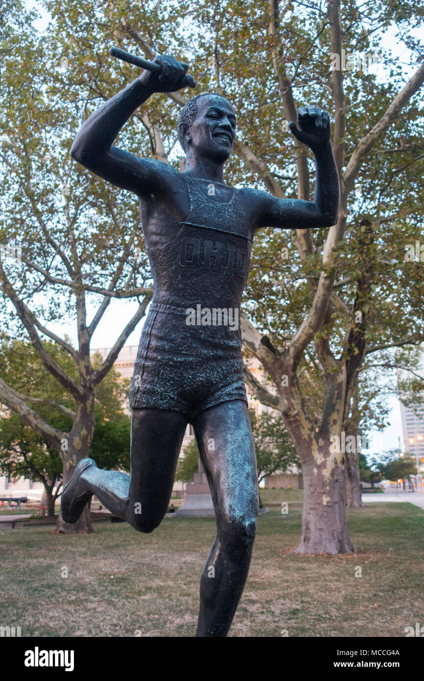 Jesse Owens statue Cleveland, Ohio Stockfoto