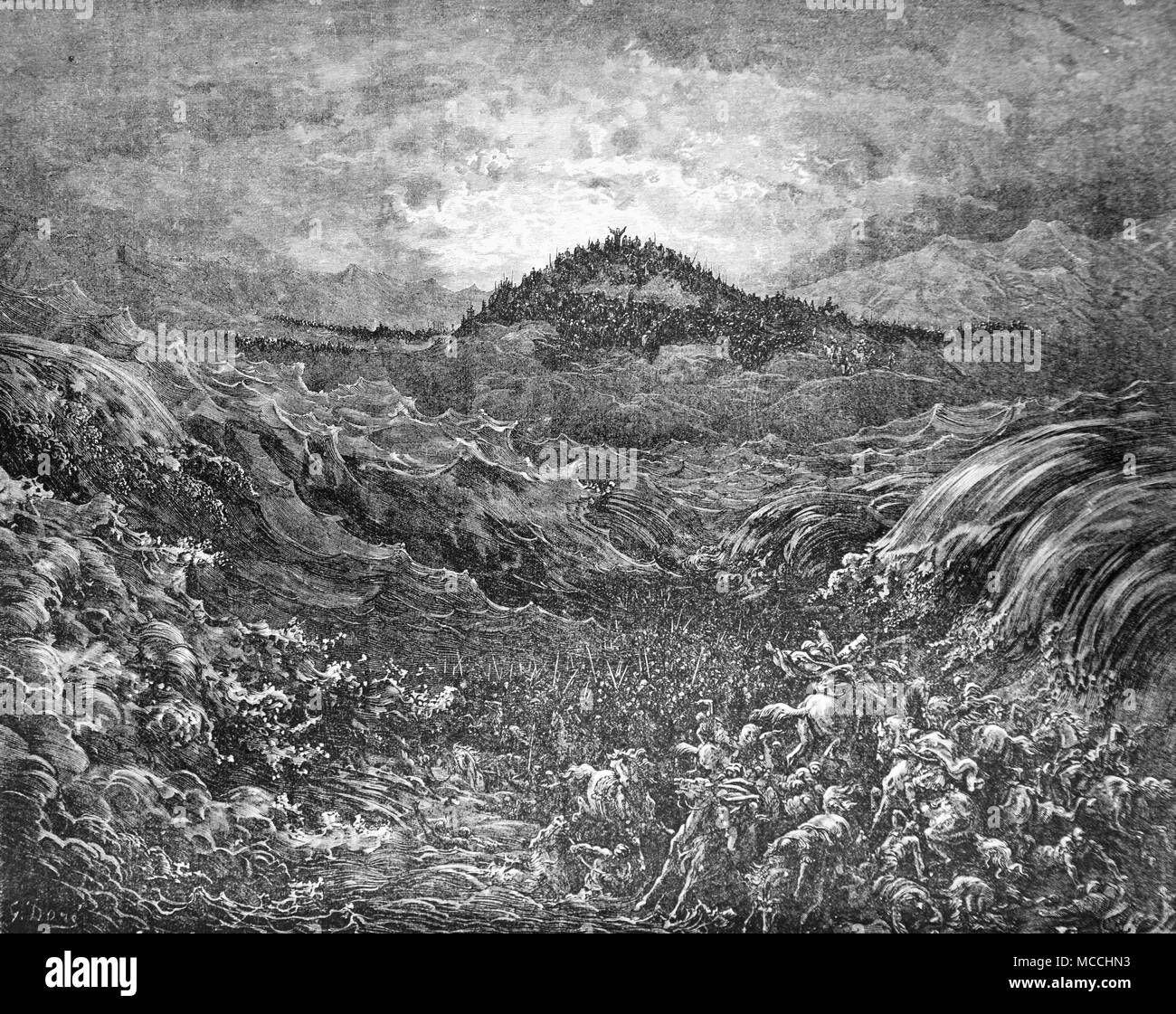 Die Egypians im Schilfmeer. Bibel Illustrationen von Gustave Doré. Stockfoto