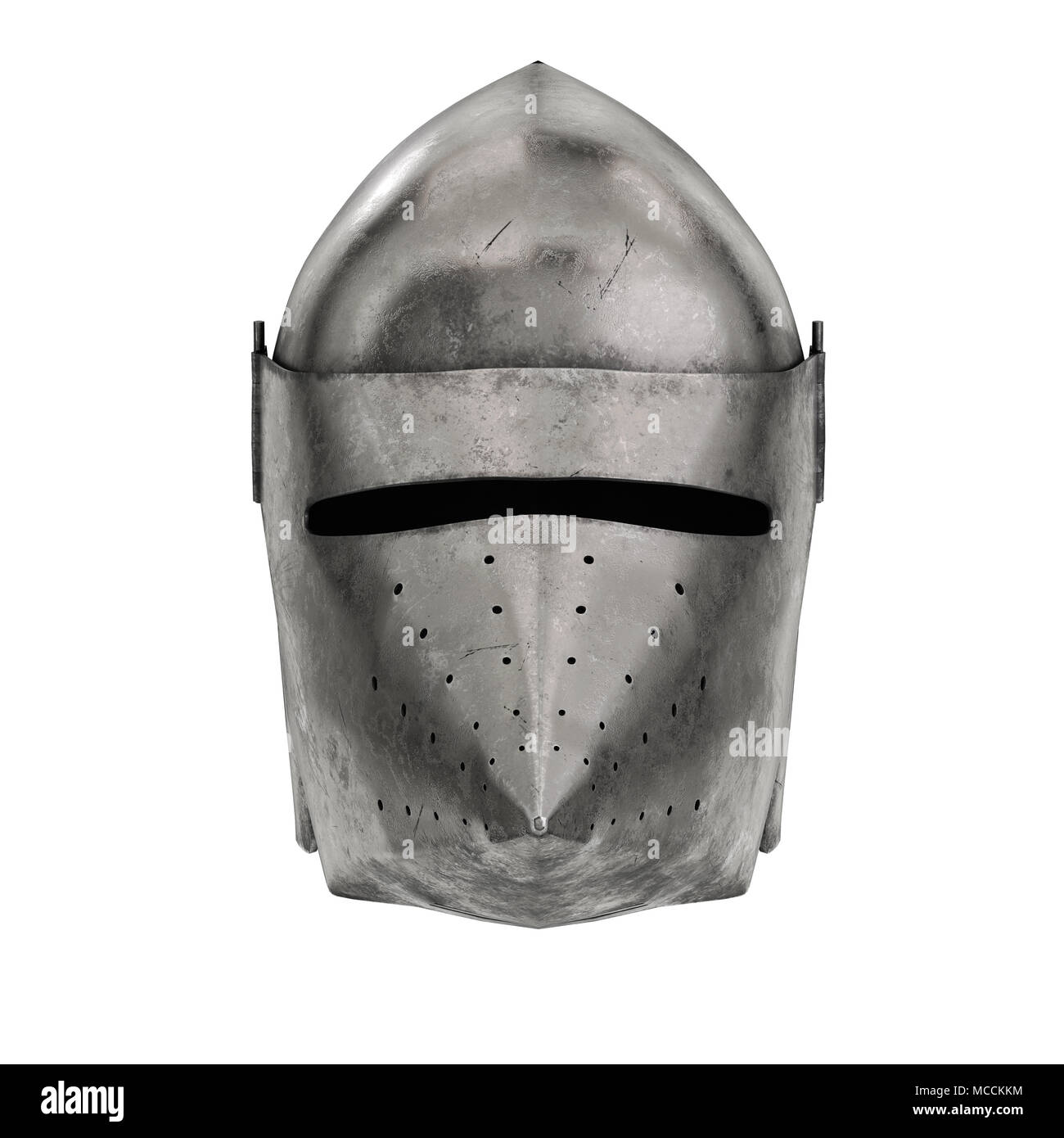 Mittelalterliche Ritter Beckenhaube Helm Stockfoto