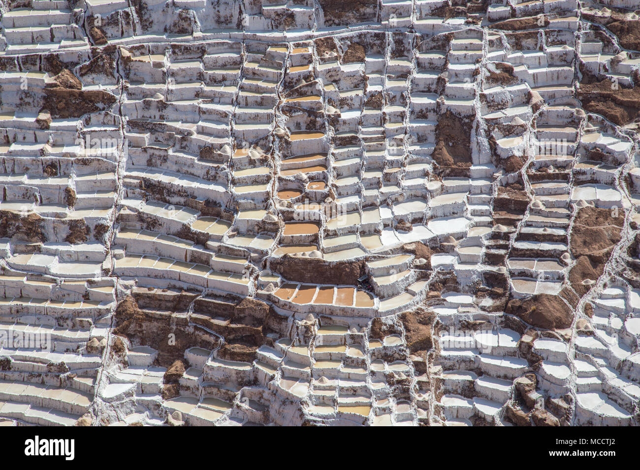 Maras Salzminen, Peru Stockfoto