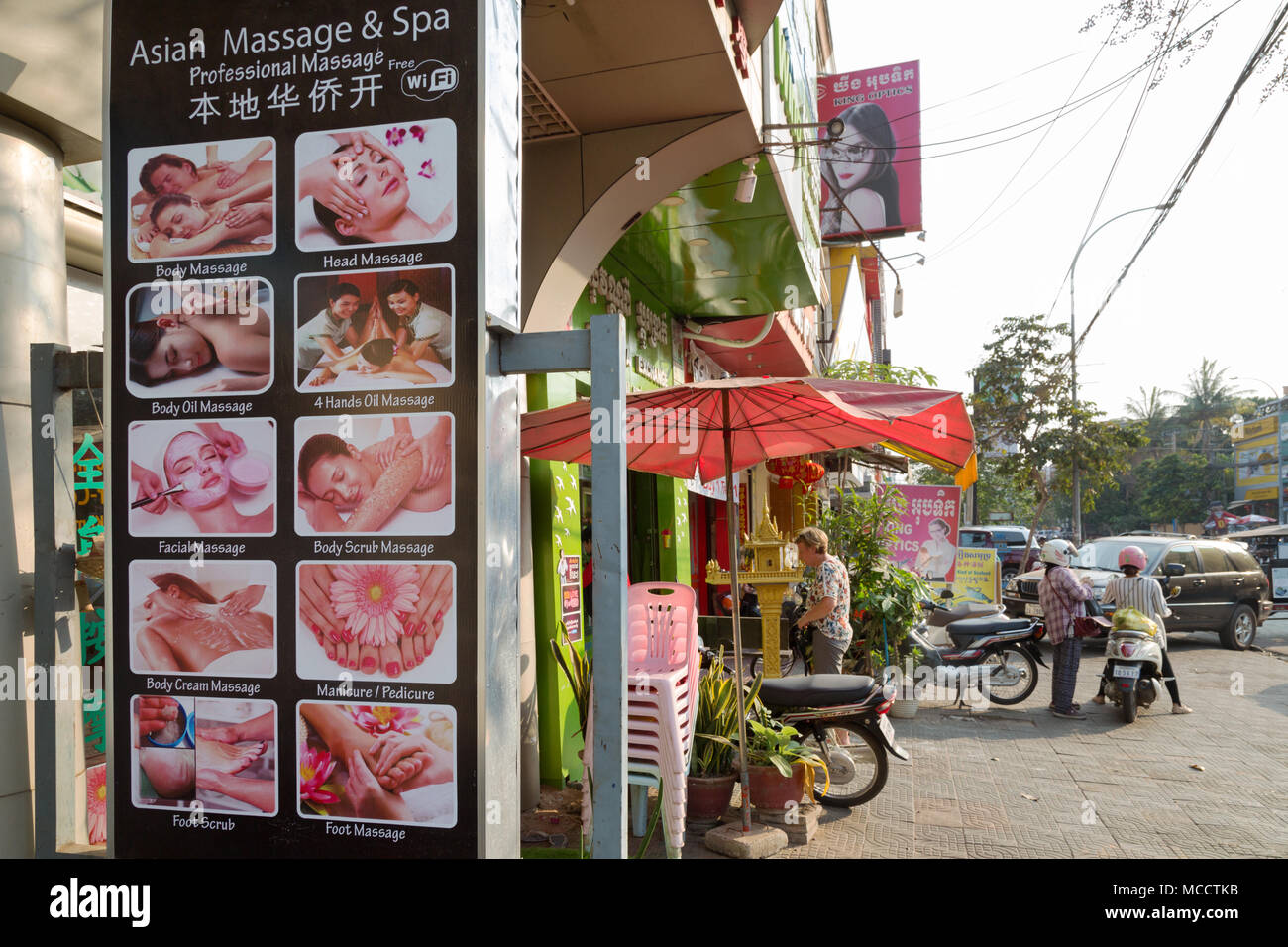 Siem Reap Massagesalon - außen, Stadt Siem Reap, Kambodscha Asien Stockfoto