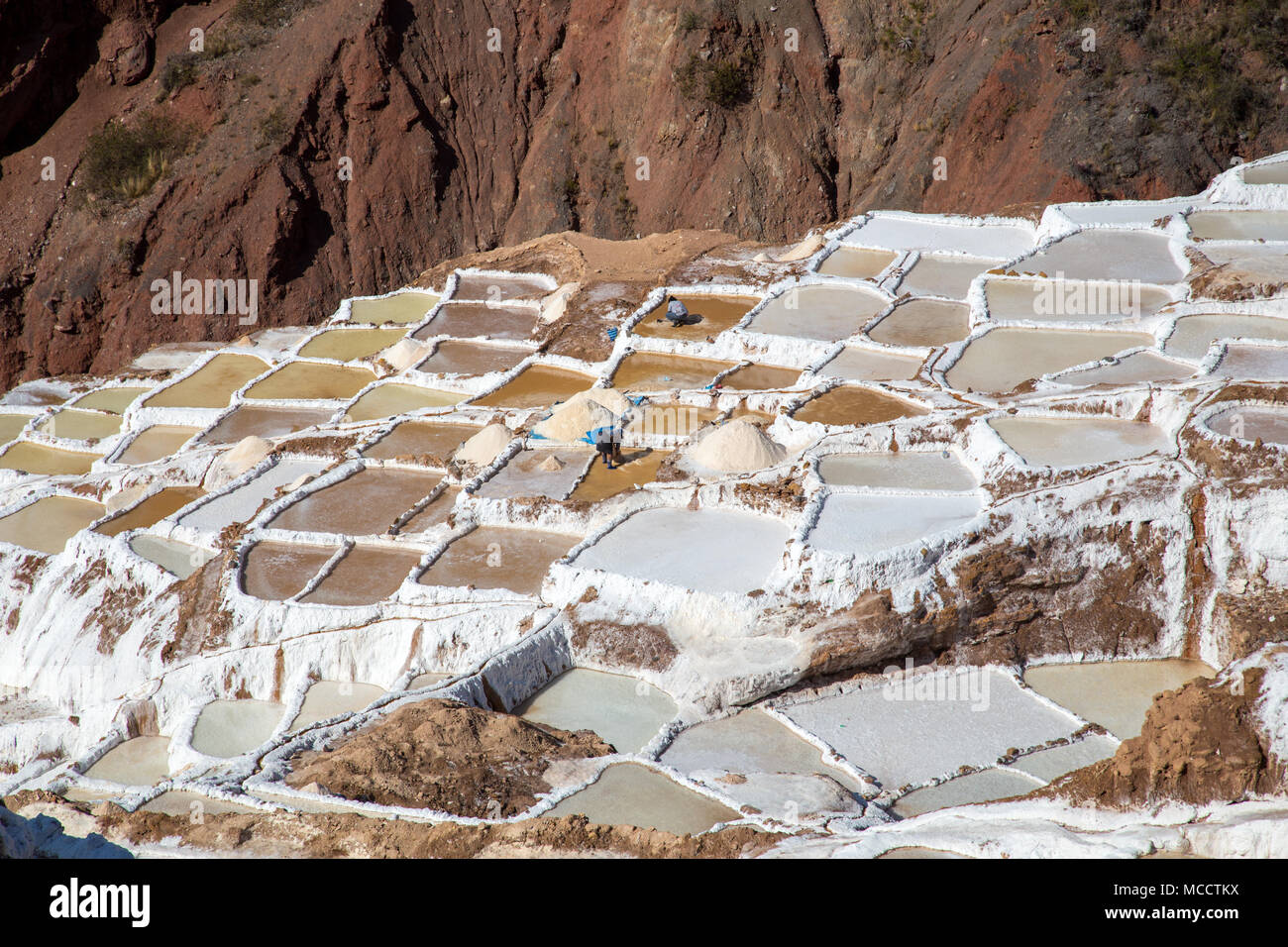Maras Salzminen, Peru Stockfoto