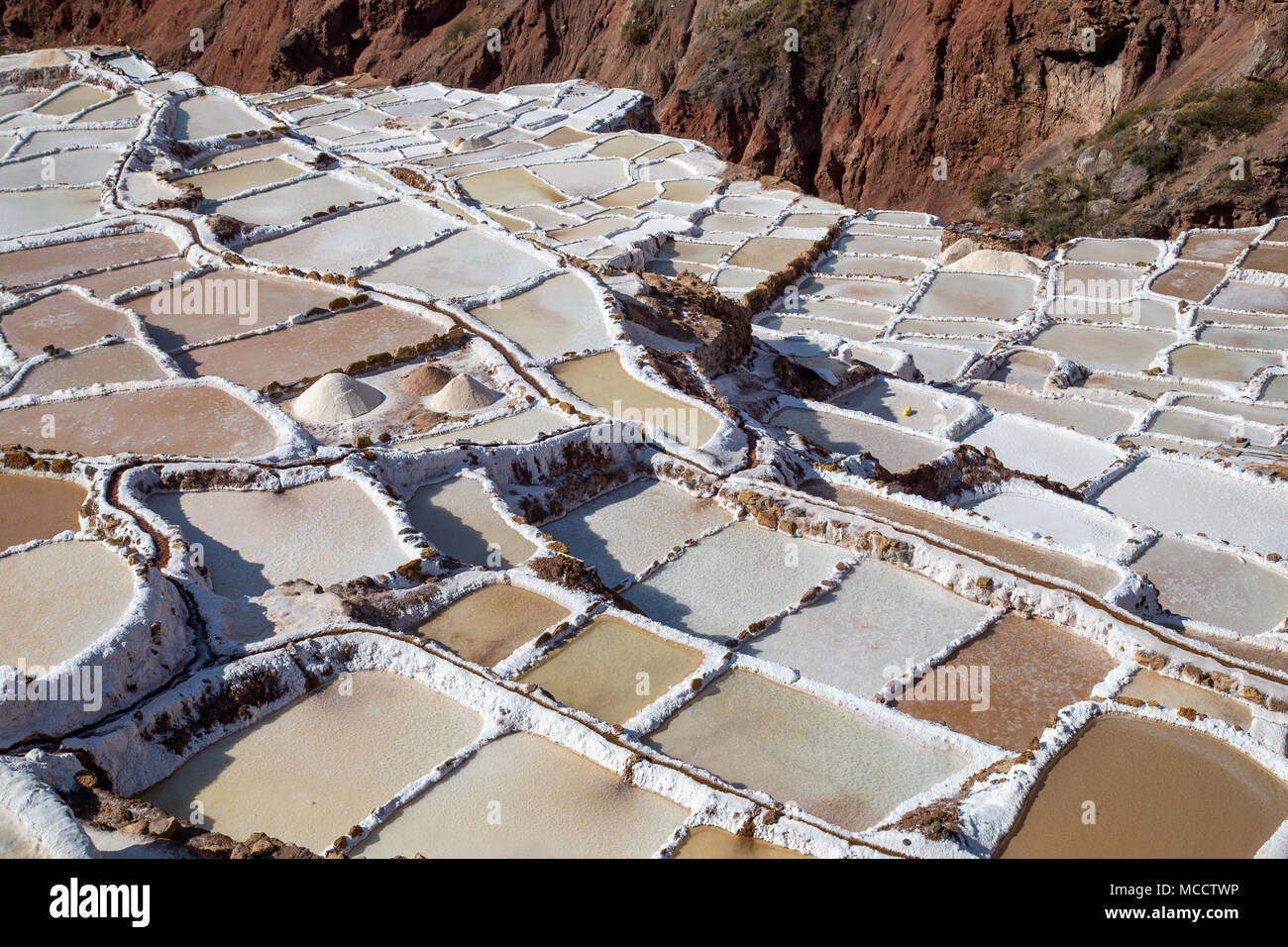 Maras Salzminen, Peru Stockfoto