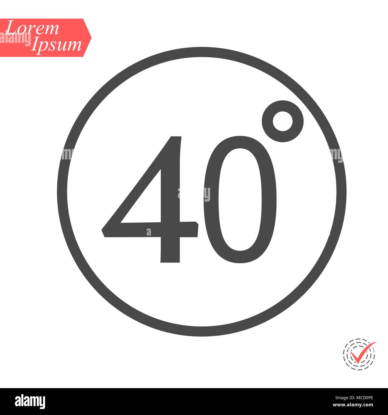 40 grad Symbol, Vector Illustration. Flaches Design Stil. Vector 40 ...