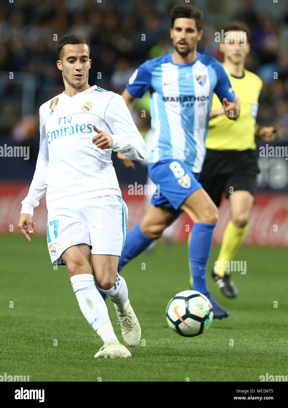 Lucas Vazquez (Real Madrid) während der Liga Match zwischen Malaga CF und Real Madrid CF im Estadio La Rosaleda. (Final Score: Malaga 1 - 2 Real Madrid) Stockfoto