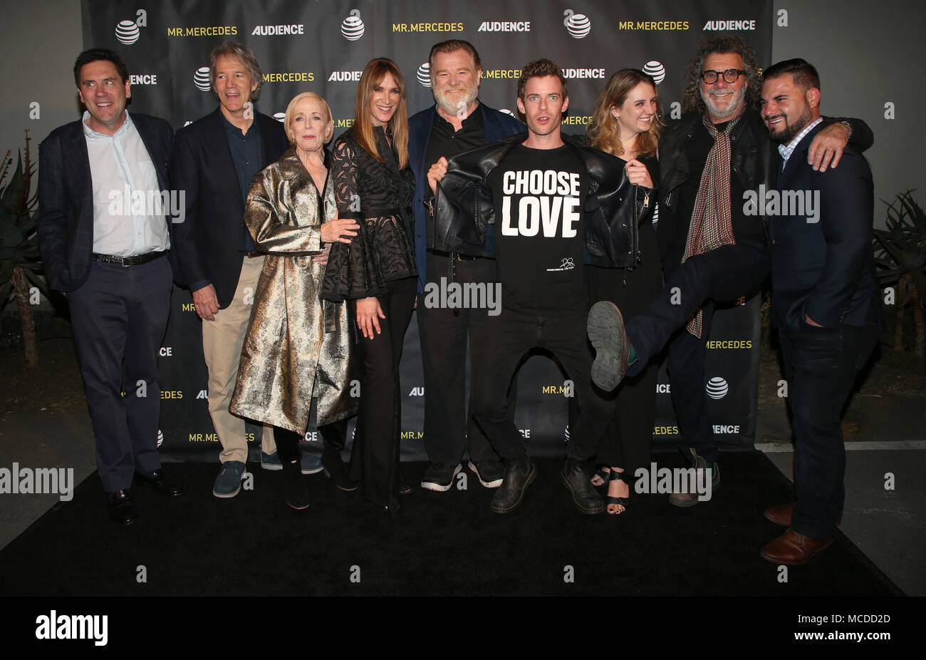 Los Angeles, Ca, USA. 15 Apr, 2018. David E. Kelley, Holland Taylor, Kelly Lynch, Brendan Gleeson, Harry Treadaway, Jack Bender, Execs, bei AT&T Audience Herr Mercedes FYC Veranstaltung in Hollywood Forever Cemetery in Los Angeles, Kalifornien am 15. April 2018. Credit: Faye Sadou/Medien Punch/Alamy leben Nachrichten Stockfoto