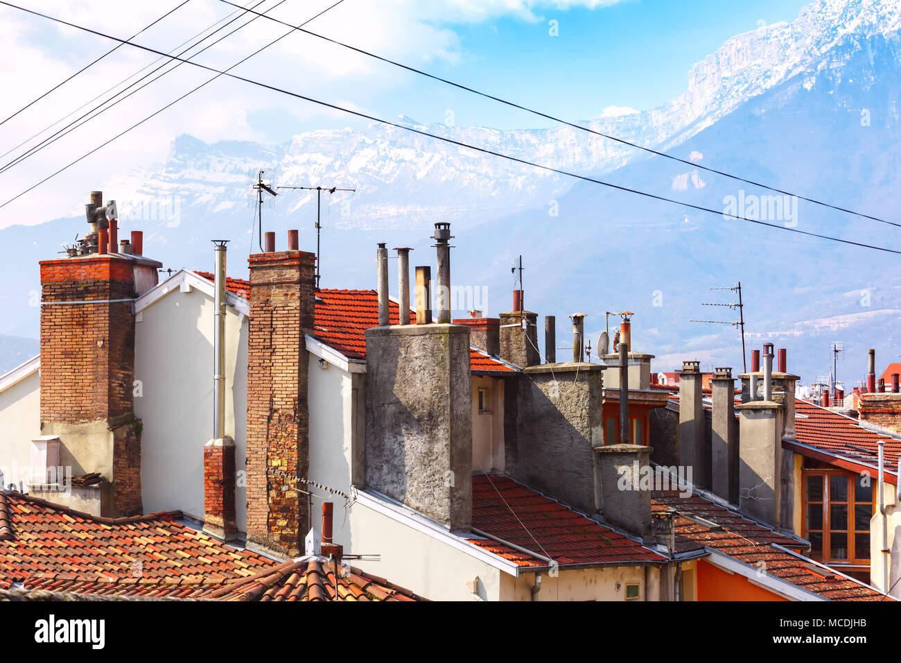 Dächer mit Rohren Grenoble, Frankreich Stockfoto