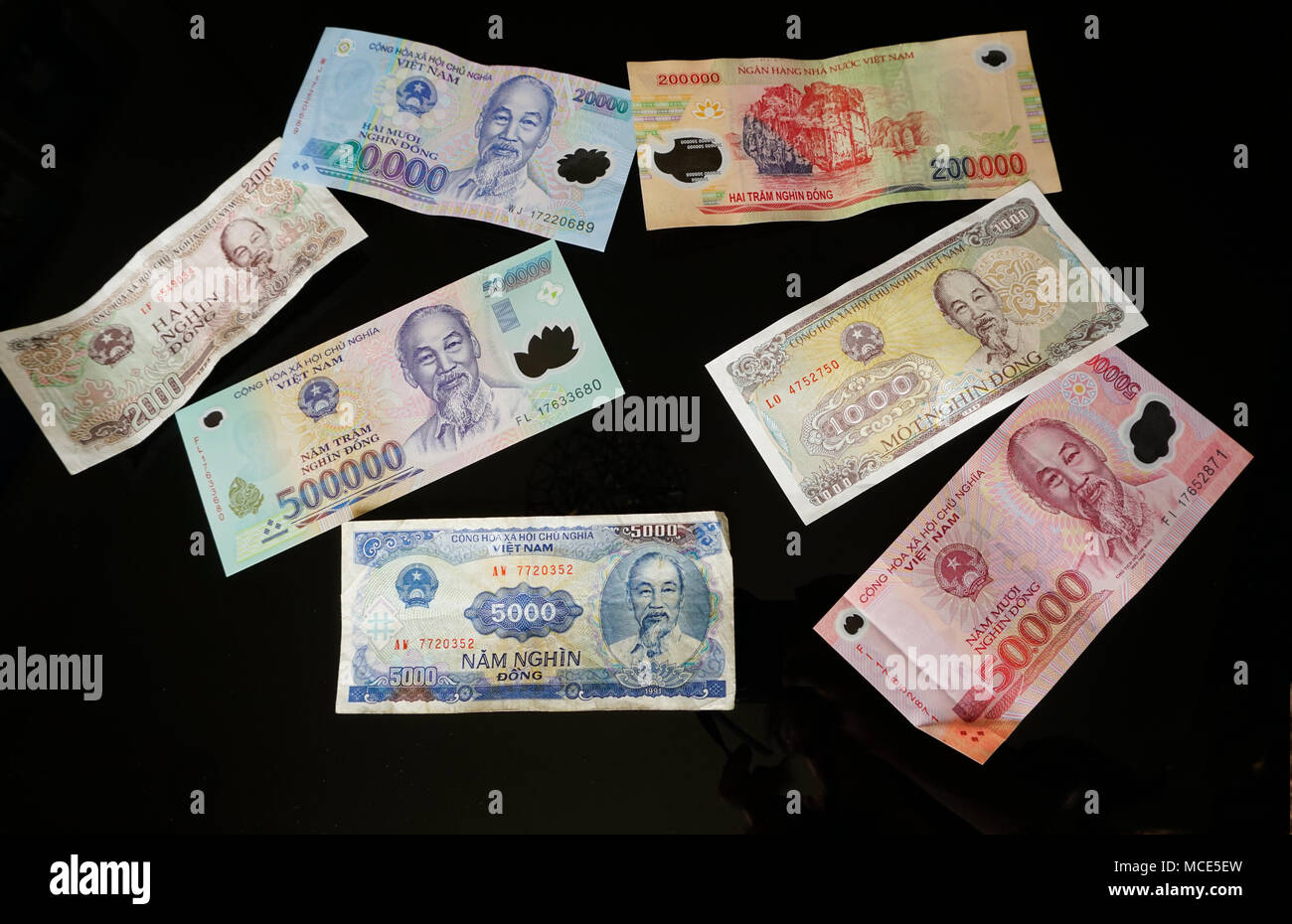 Ho Chi Minh Portrait auf Vietnamesischer Dong Geld; Saigon; Vietnam; Stockfoto