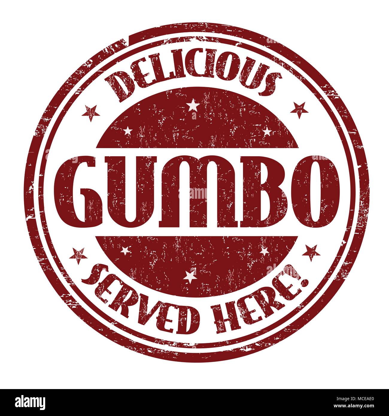 Leckere Gumbos Zeichen oder Stempel auf weißem Hintergrund, Vector Illustration Stock Vektor