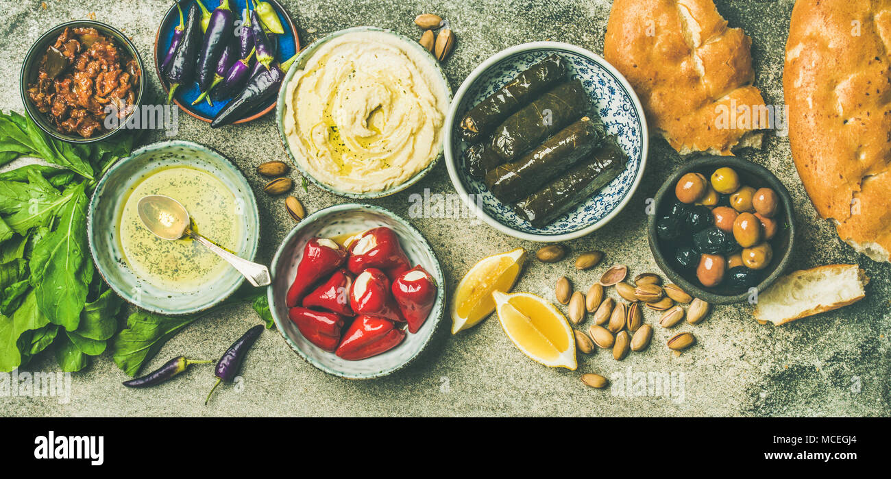 Mittelmeerraum und im Nahen und Mittleren Osten meze Starter fingerfood Platter Stockfoto