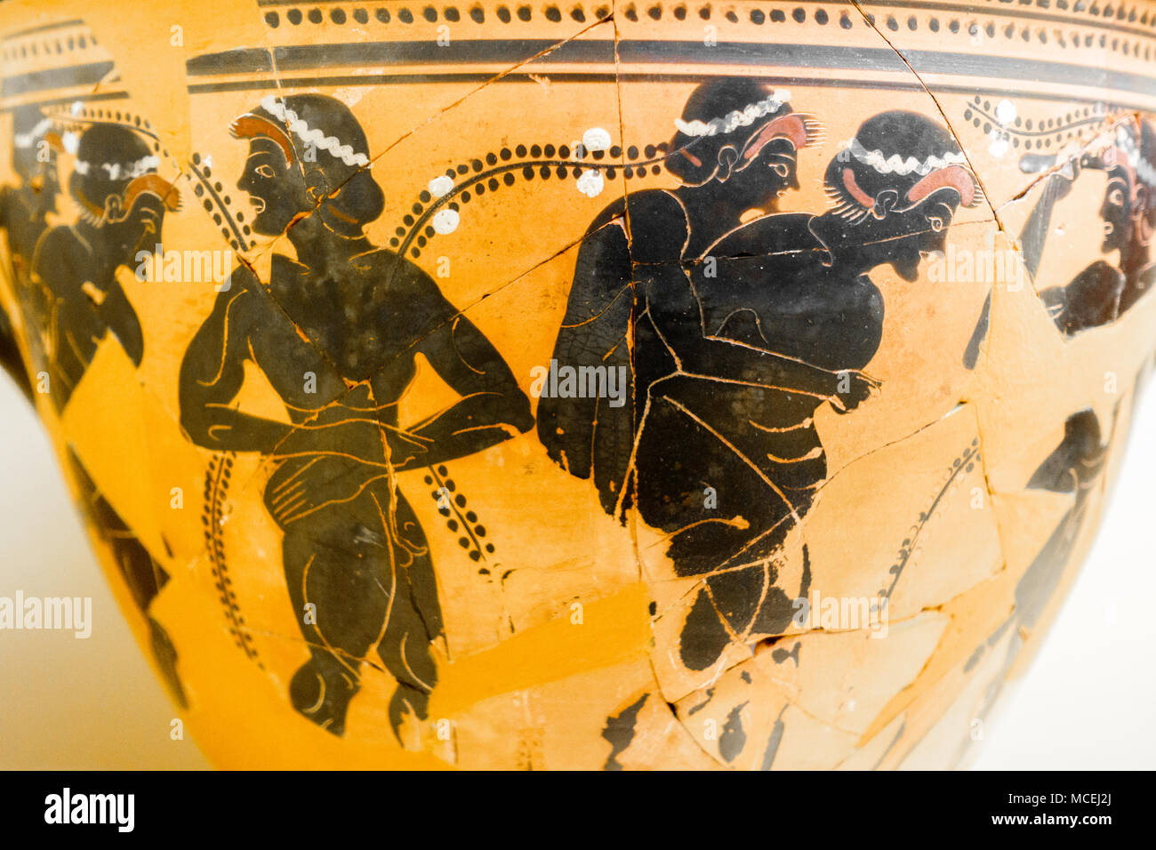 Antike griechische Keramik in das Museum von Stoa des Attalos, Athen, Griechenland angezeigt Stockfoto