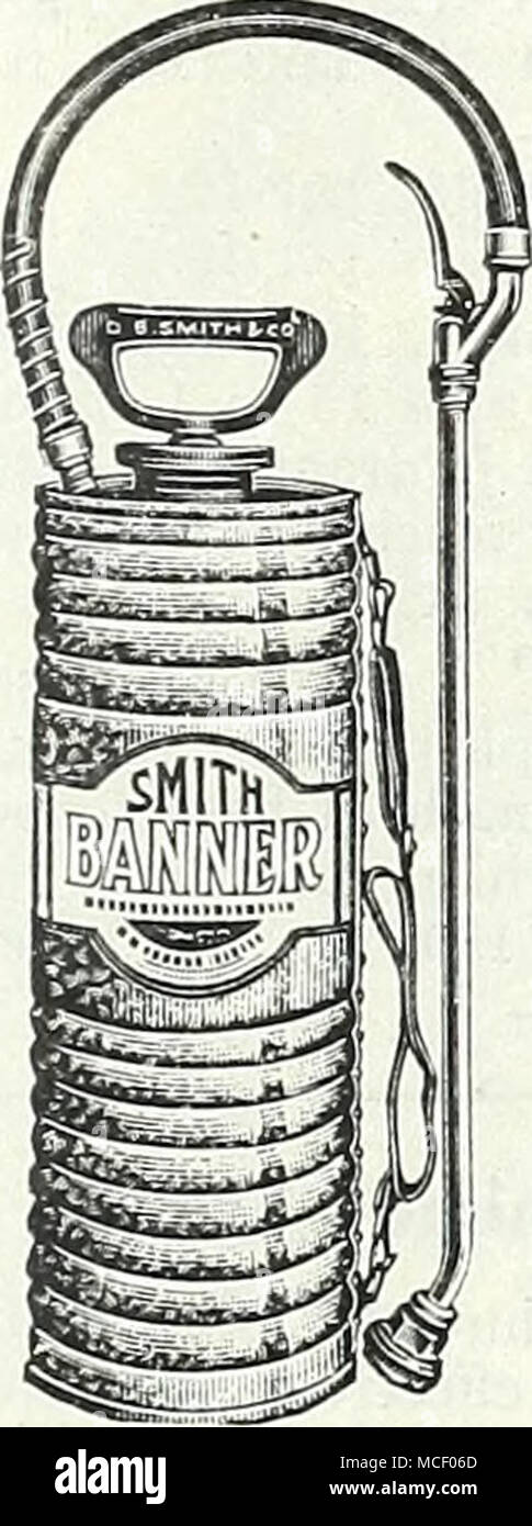 . Old Hand Duster eine neue Art von Staub Gewehr und die bei Weitem effizienteste Hand duster in der Existenz. Kapazität ein Pfund. Gewährleistet eine einheitliche mit jedem Schlag der Pistole bis zum letzten Partikel des Staubes in der Kammer. Eine neue, zwei-Wege Staubschutzkappe wird Staub über und unter verlässt. $ 1,85, Postpaid. Druckluft Sprüher Smith Banner. Ein 4 Gallone Druckluft Sprüher der überlegene Konstruktion. Komplett mit fester Düse ausgestattet, zwei spray Scheiben, und Verlängerungsstange. Zincgrip Stahltank $ 8.50. Ich Blitz. 3^ Gal. In der Ap-//pearance und Konstruktion dieser Feldspritze ist ähnlich Stockfoto