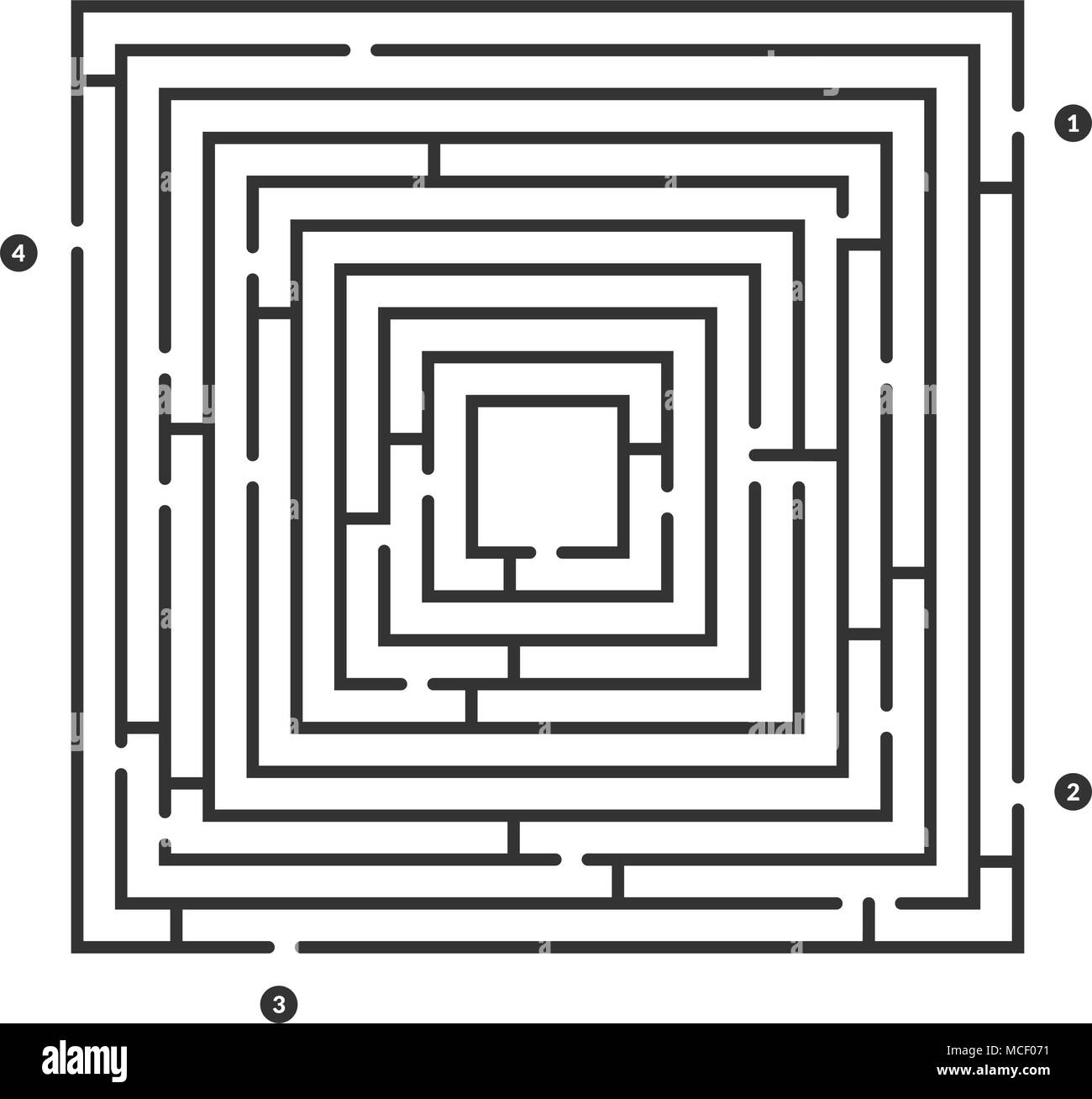Platz Labyrinth-spiel auf weißem Hintergrund Stock Vektor