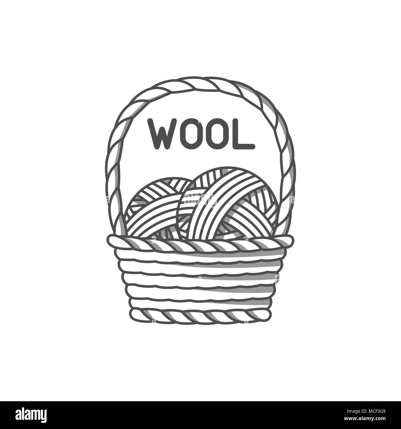 Wolle Emblem mit Merino Schafe. Etikett für Handarbeit, stricken oder Tailor Shop Stock Vektor