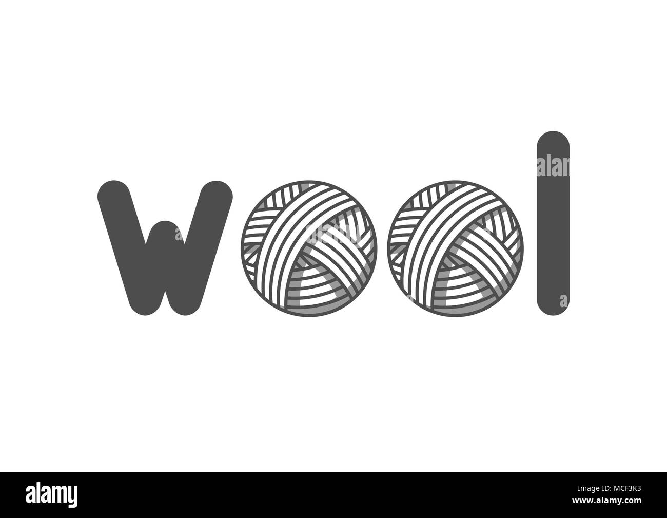 Wolle Emblem mit mit Kugeln von Garn. Etikett für Handarbeit, stricken oder Tailor Shop Stock Vektor