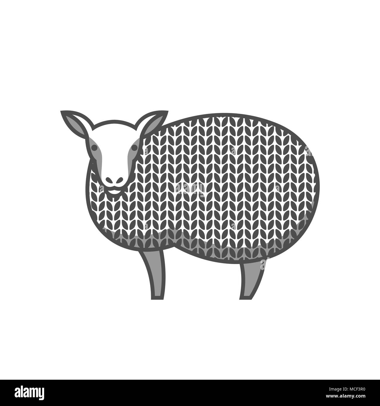 Wolle Emblem mit Merino Schafe. Etikett für Handarbeit, stricken oder Tailor Shop Stock Vektor