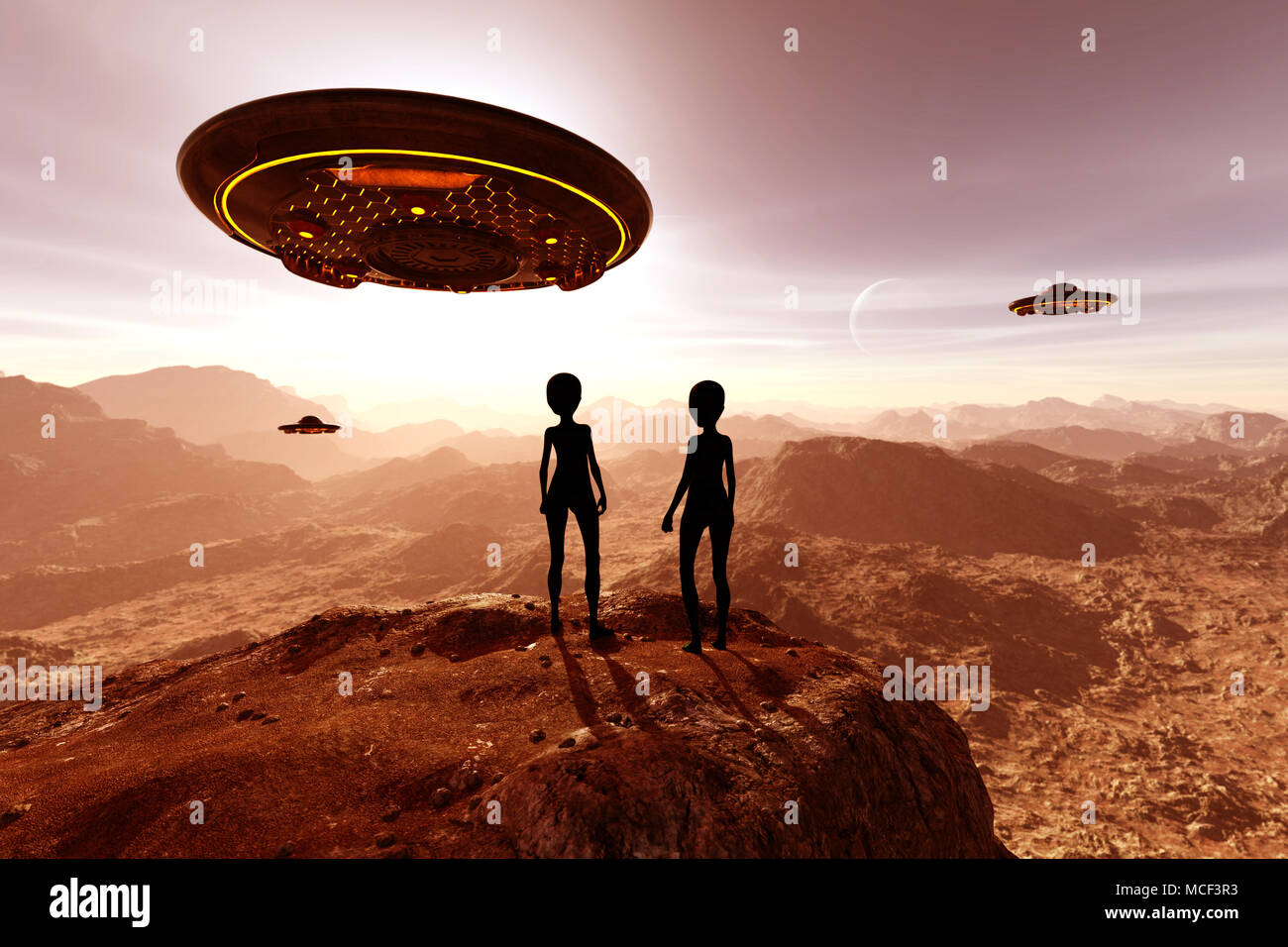 Einen fremden Planeten, 3D-Illustration Science fiction Konzept Hintergrund Stockfoto