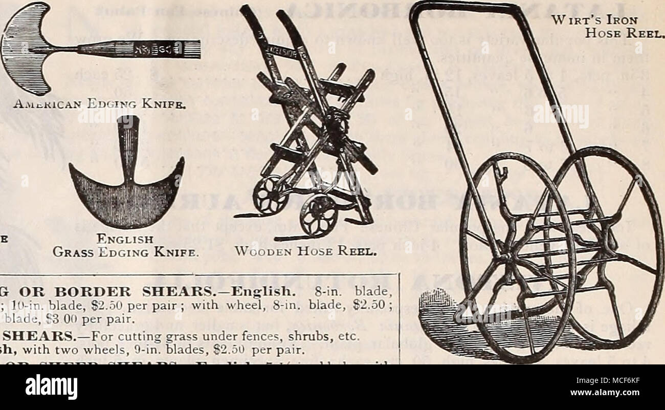 Englisch Gras Bekantung BEKANTUNG OK GRENZE Messer Scheren. - Englisch.  8-in. Blade, $ 2,00; 10-in. Blade, 82,50 pro Paar; mit Rad, 8-in. Blade,  82.50; 10-in. Blade, 83 00 pro Paar. Rasen