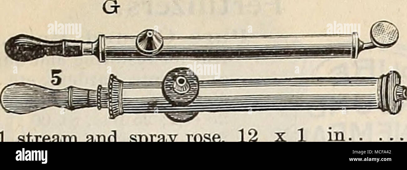 . Art.Nr. A1 Stream und Spray Rose, 12 "CI"""" 14 14^x IJ" "21" "2 Rosen, 13J X 1 t" "31" "2" 18 X IJ" "51" "2" 18 X l | " "Gl" "1", 16 X 1^" mit gebogenen Düse - siehe Schnitt über. "HI Spray Eose, 18 cm lang, IJ diam Zink Spritzen, $ 1,00; Zink Spritzen, aus Messing, 1 $ 85. 3 00. 3 76. 5 00. 5 75. 4 00. 2 00 $ 1.25. Juwel. Den Schlauch der Düsen. Für das Werfen entweder feinen oder groben Spray, oder geraden Stromes. Edelstein-, Sprüh- und Stream. § 0,35 Boss, (Nickel) spiay ein Stockfoto