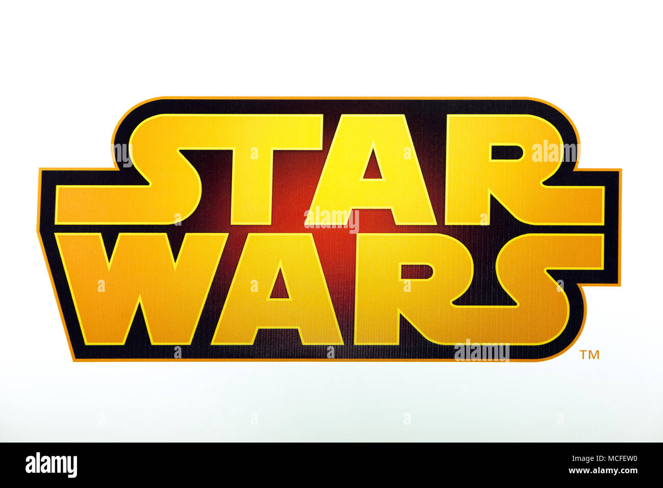 Star Wars Logo anmelden Banner gedruckt. Star Wars ist eine US-amerikanische epische Space media Franchise Stockfoto