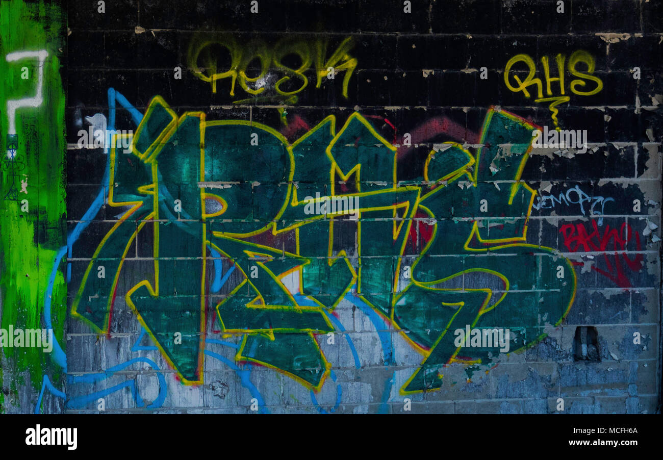 Graffitis und Tags Stockfoto