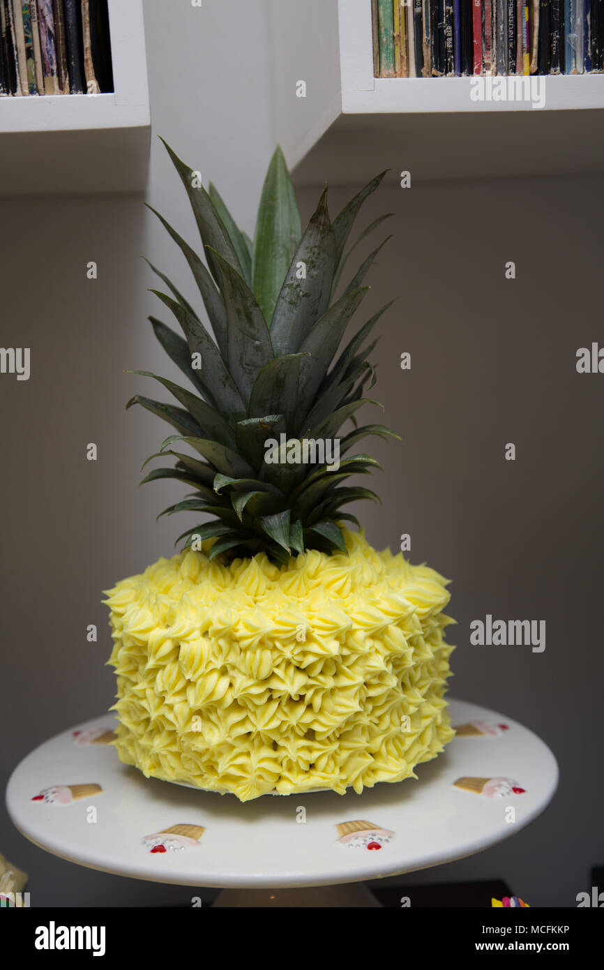 Geburtstagskuchen Mit Ananas Stockfoto