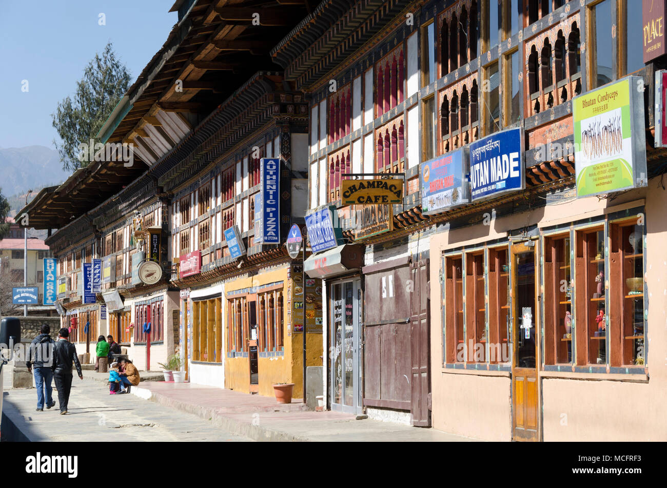 Geschäfte in Paro, Bhutan Stockfoto