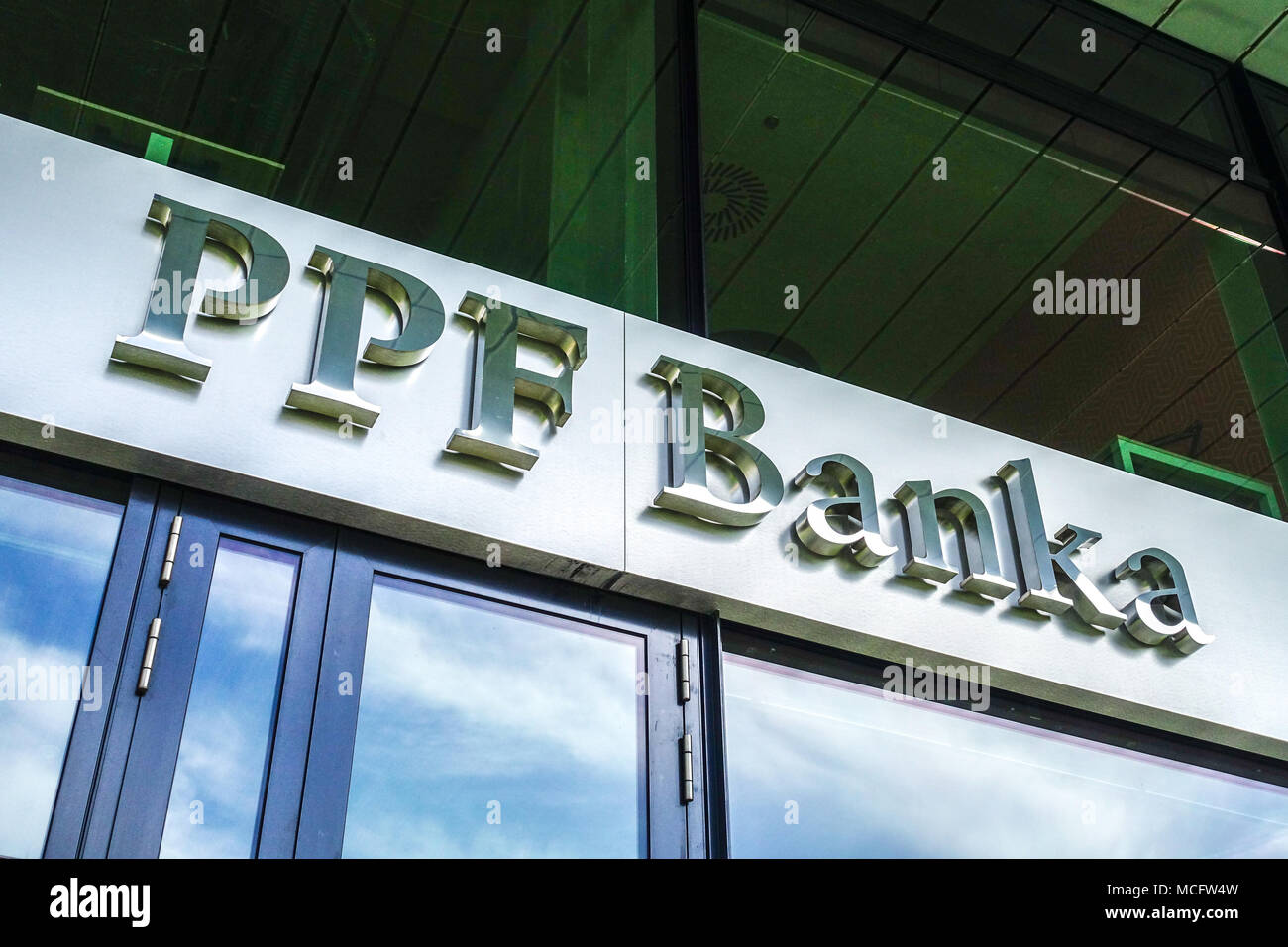 PPF Banka Logo, PPF-Gruppenmitglied, Tschechische Republik Stockfoto