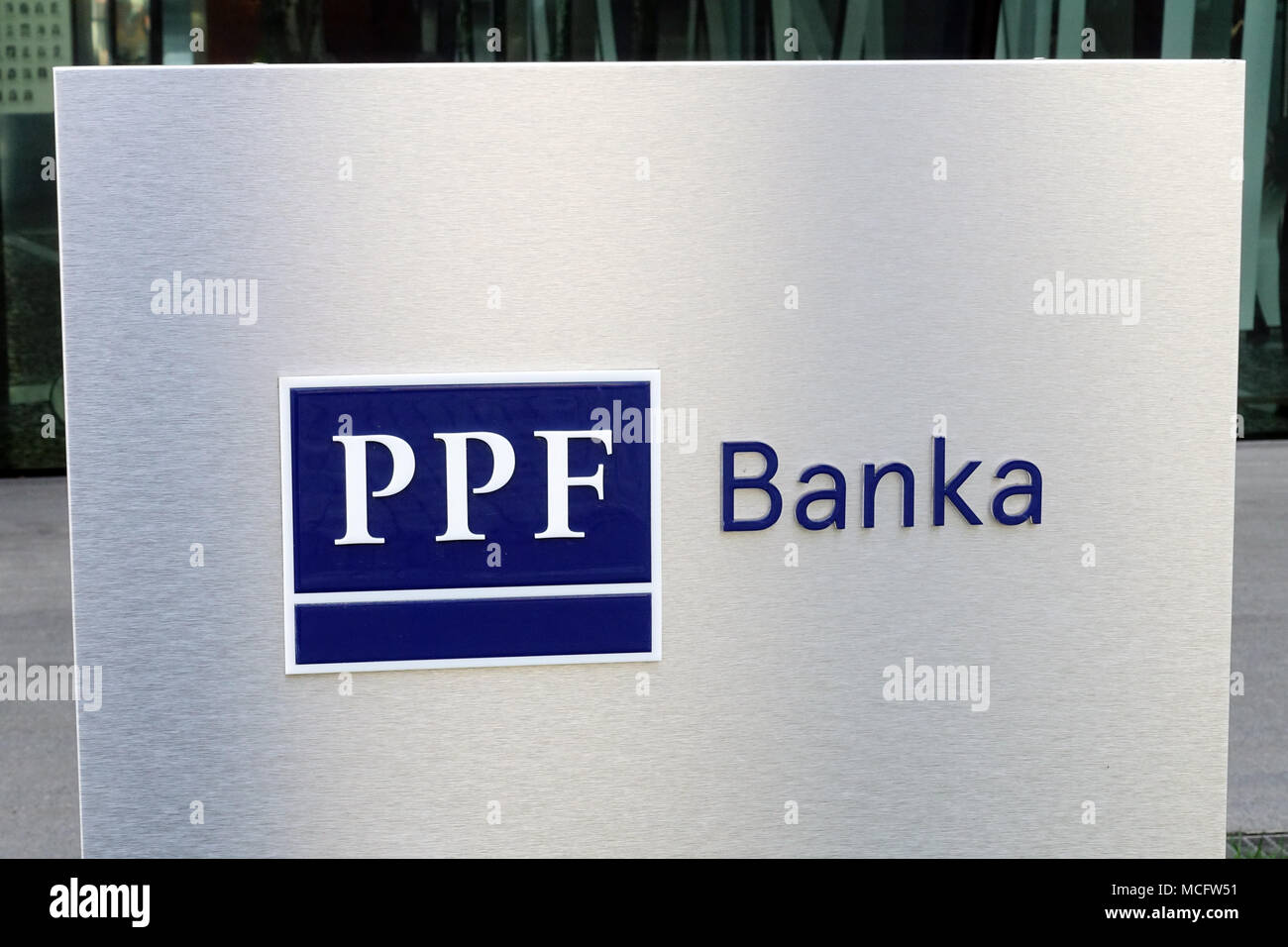 PPF Banka logo, PPF-Mitglied der Gruppe, Tschechische Republik Stockfoto