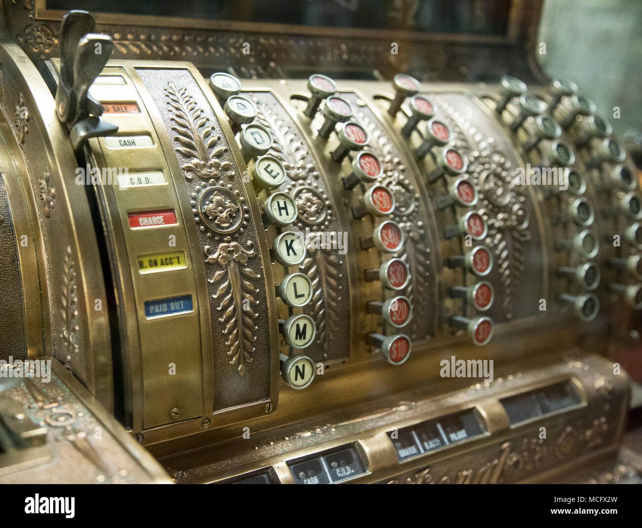 Alte nationale Kasse in der Paterson Museum in Patterson, New Jersey Stockfoto