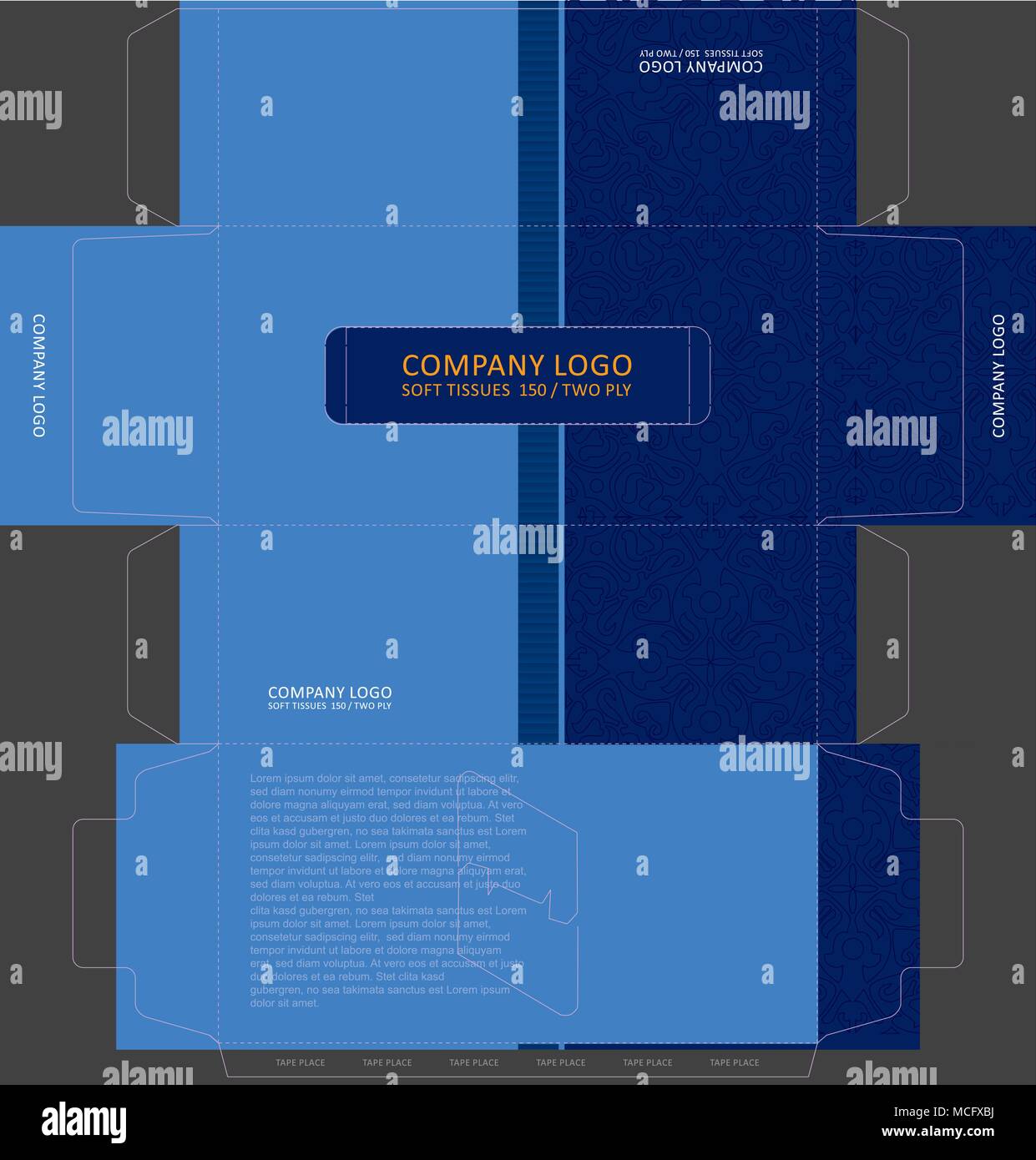 Tissue Box template Konzept, Vorlage für geschäftliche Zwecke, platzieren Sie Ihre Texte und Logos und bereit, für "Drucken". Stock Vektor