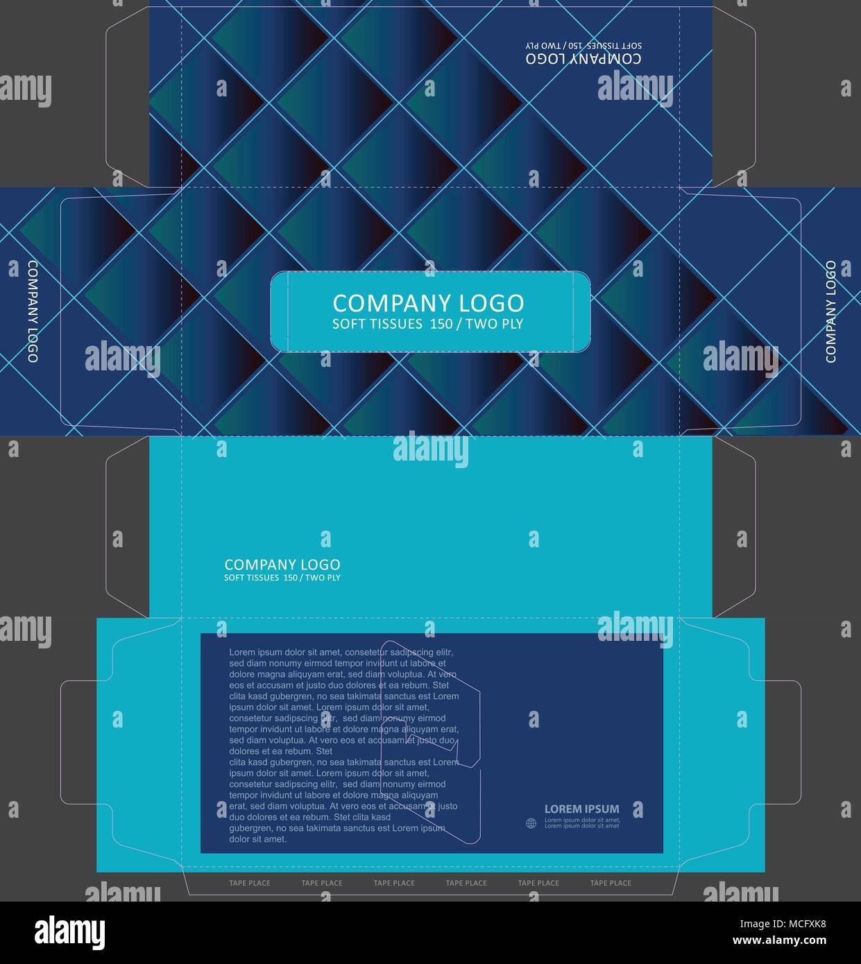 Tissue Box template Konzept, Vorlage für geschäftliche Zwecke, platzieren Sie Ihre Texte und Logos und bereit, für "Drucken". Stock Vektor