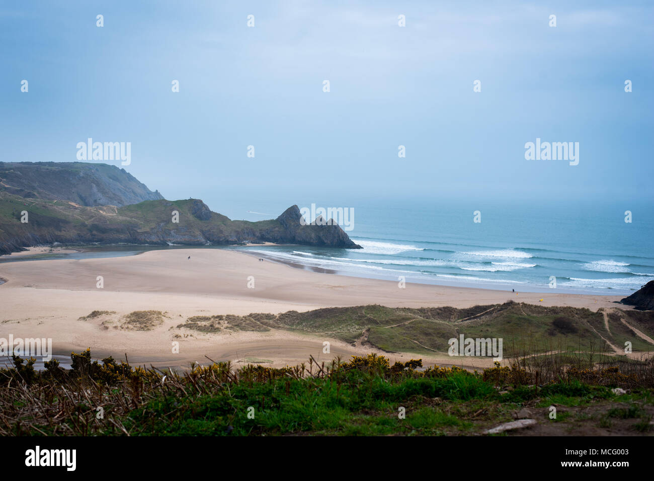Three Cliffs Bay, Gower Halbinsel, in der Nähe von Swansea, Wales Stockfoto
