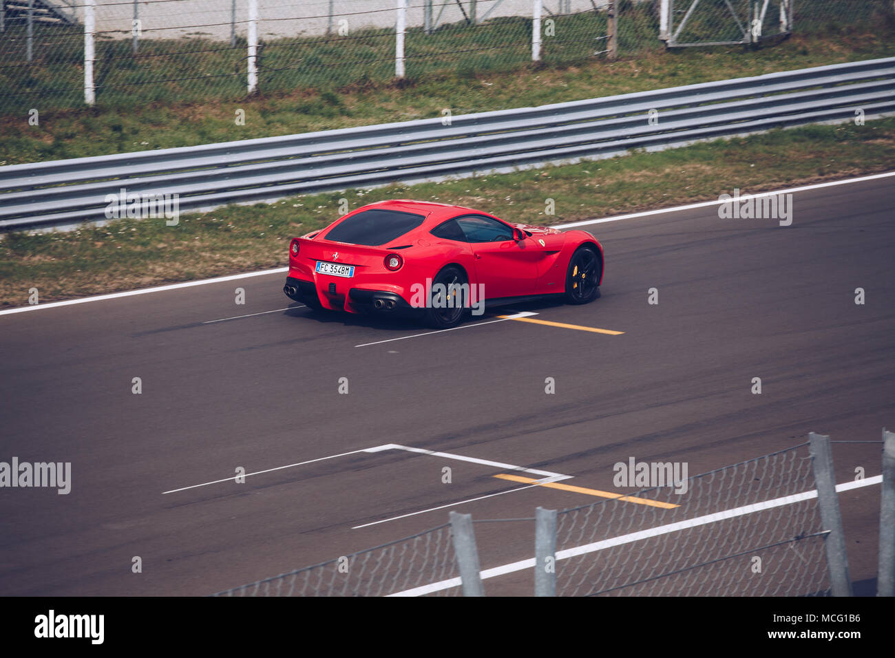MONZA, ITALIEN - März 2018 Die nationalen Rennstrecke von Monza-Ferrari 488 Pista Racing 2 Stockfoto