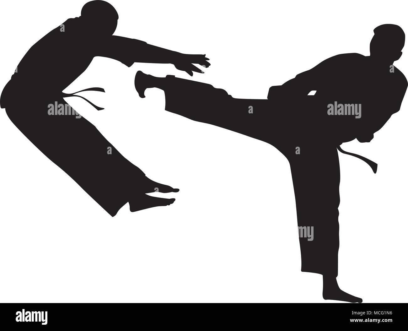 Karate-kick Vektor-illustration Silhouette. Stock Vektor