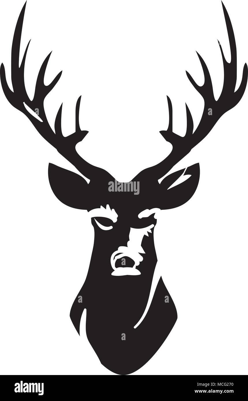 Vector Illustration Der Hirschkopf Silhouette Mit Geweih Stock Vektorgrafik Alamy