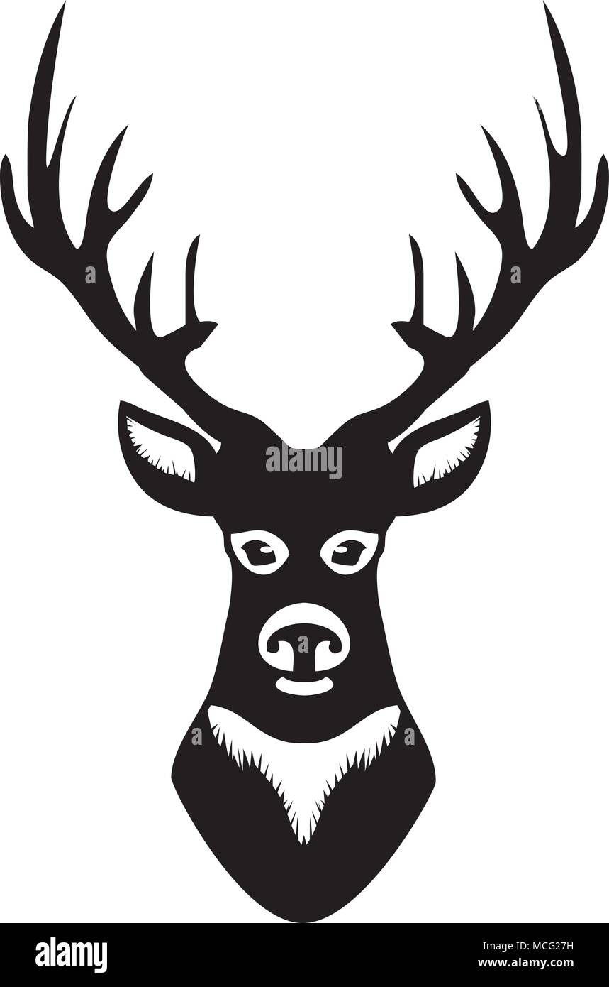 Vector Illustration der Hirschkopf Silhouette mit Geweih Stock Vektor