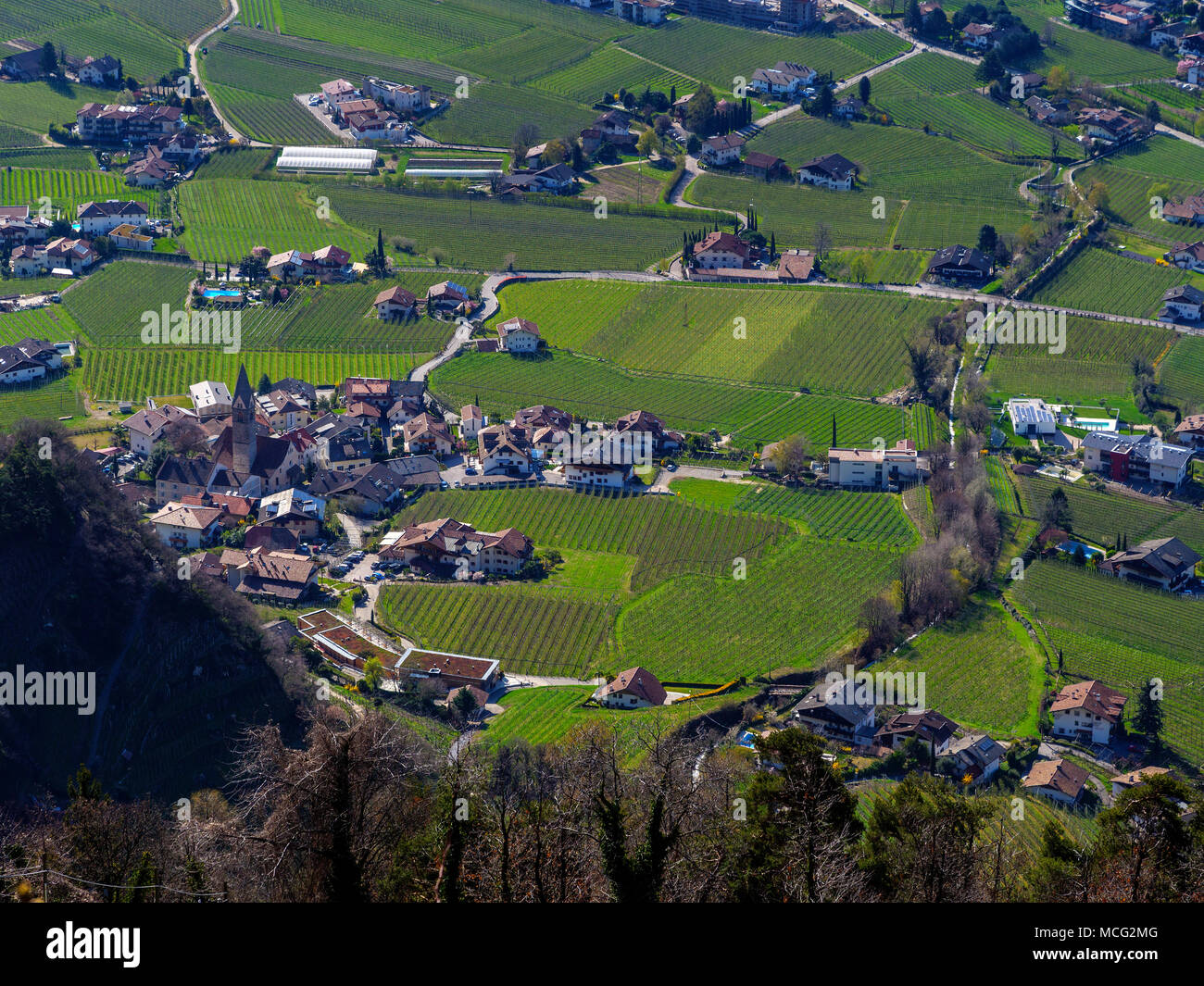 Bezirk Dorf der Provinz Bozen-South Algund-Lagundo, Tirol, Italien Stockfoto
