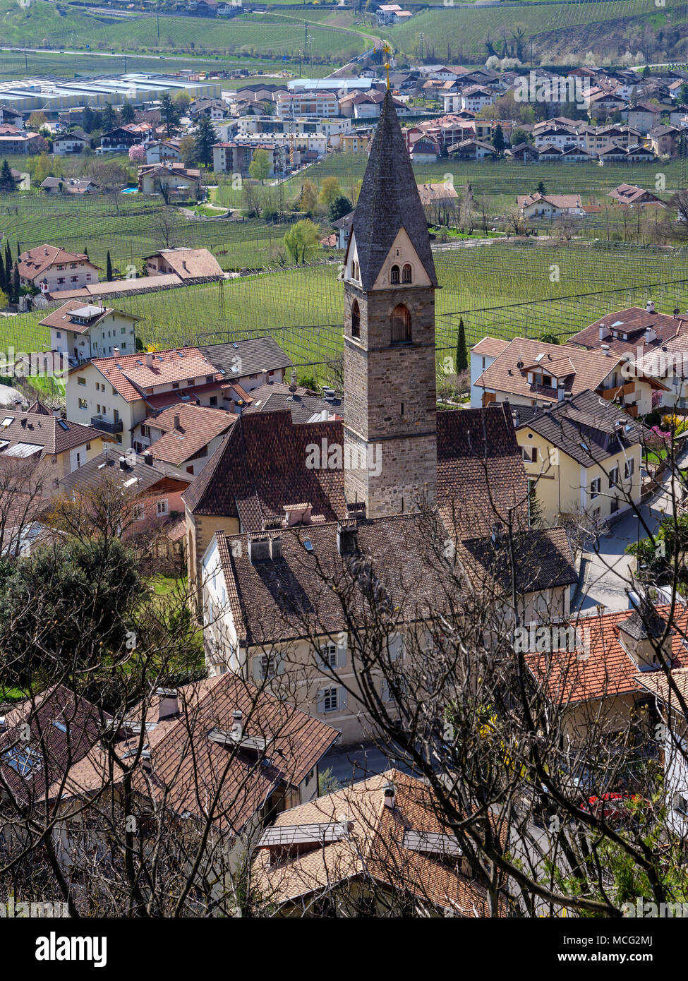 Bezirk Dorf der Provinz Bozen-South Algund-Lagundo, Tirol, Italien Stockfoto