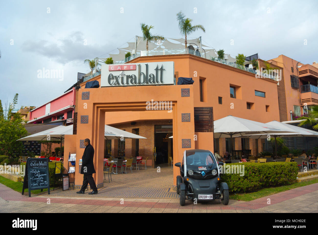 Café Extrablatt, Hivernage, Marrakech, Marokko, Nordafrika Stockfoto