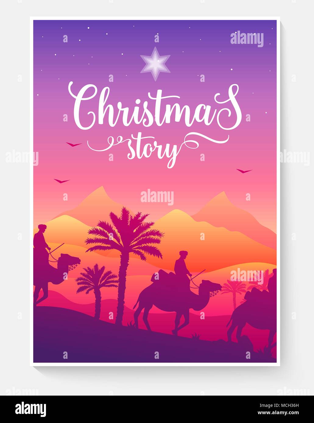Weihnachten vektor Broschüre Karten gesetzt. magi Reisen Vorlage von flyear, Zeitschriften, Poster, Plakat, Buch, Banner. Landschaft arabisch Einladung Konzept Hintergrund. Layout Abbildung: moderne Seite Stock Vektor