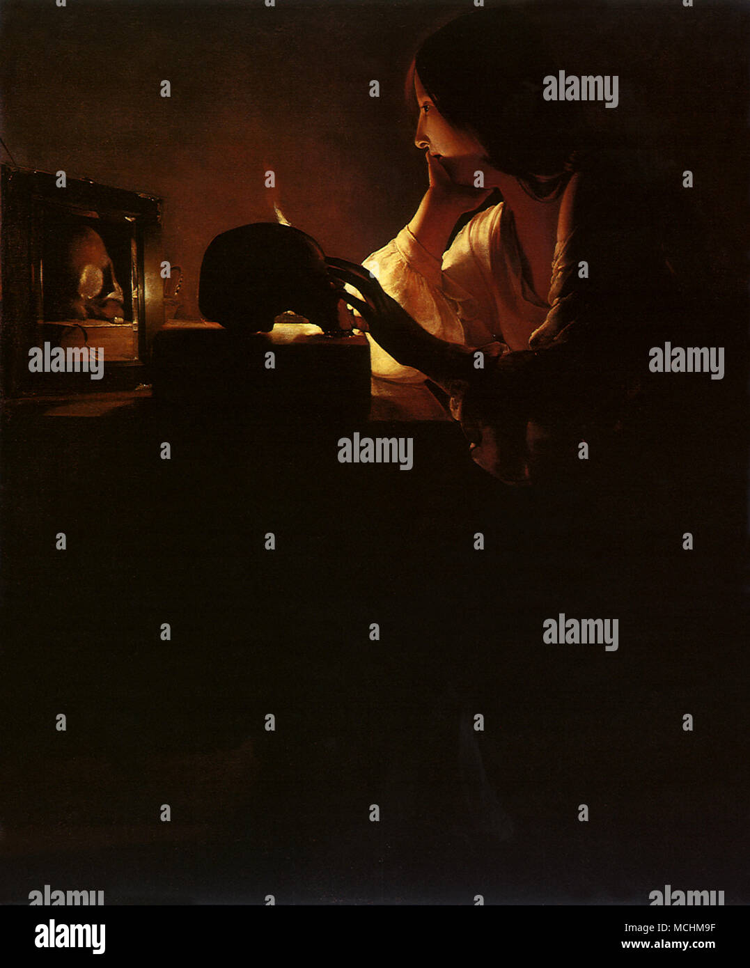 Magdalena an den Spiegel, Stockfoto