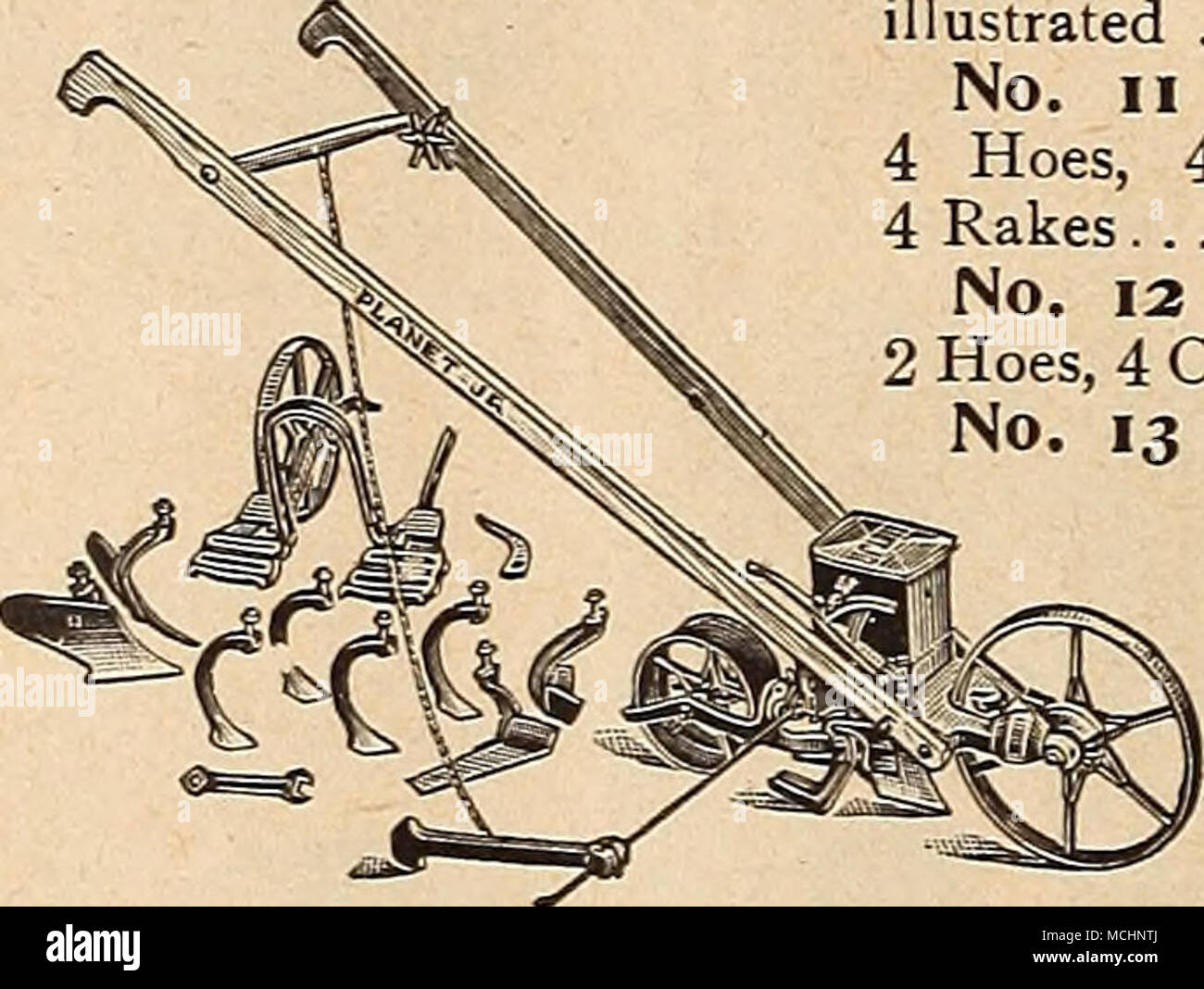 . Nr. 25 Planeten jr. Kombiniert Hill und Sämaschine Sämaschine und Double Wheel Hoe Stockfoto