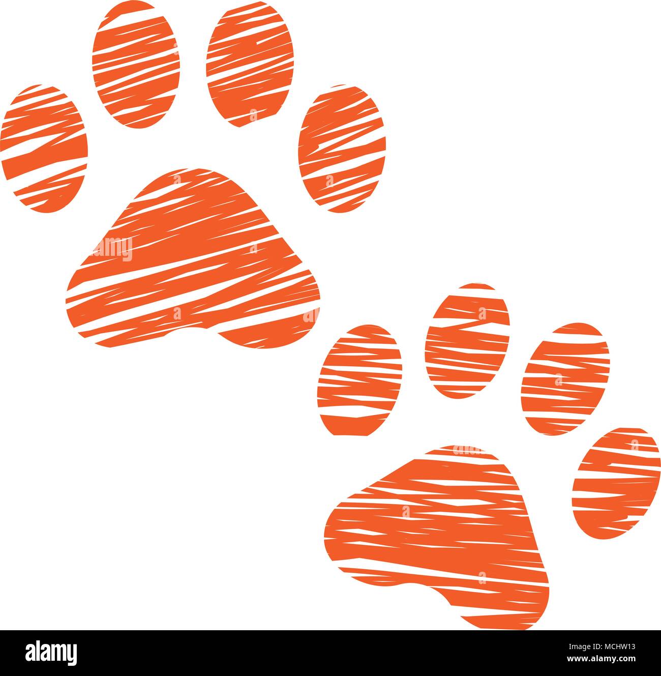 Skizziert cat Footprints, stilisierte zerkratzt cat Pfoten, schraffierten Tier Schritte, Studien und Spuren, Vector Illustration Stock Vektor