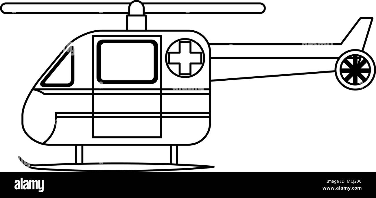 Emergency medical Hubschrauber auf Schwarz und Weiß Stock Vektor