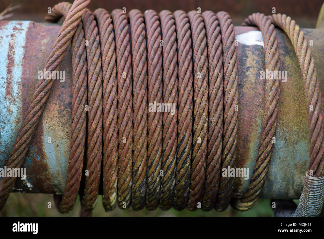 Rostigen Stahl Kabel Stockfoto