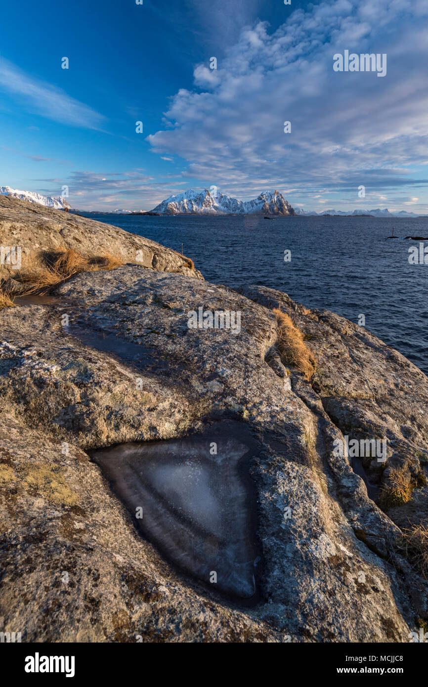Svolvaer, Austnesfjorden, Insel Austvagoya, Lofoten, Norwegen, Skandinavien Stockfoto